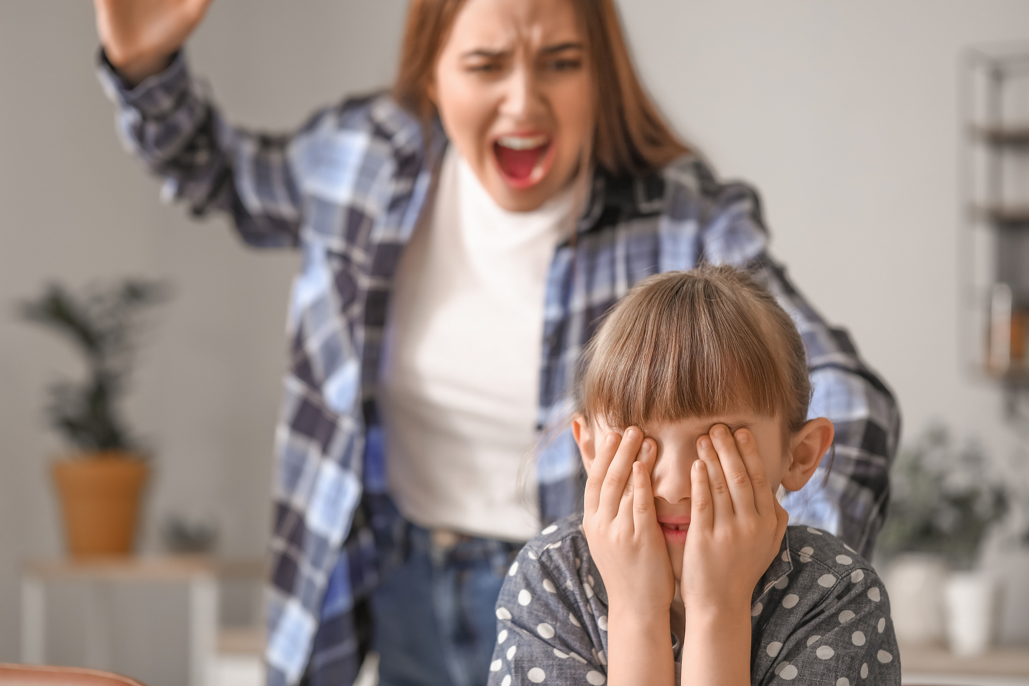 Angry Mother Threatening Her Daughter at Home